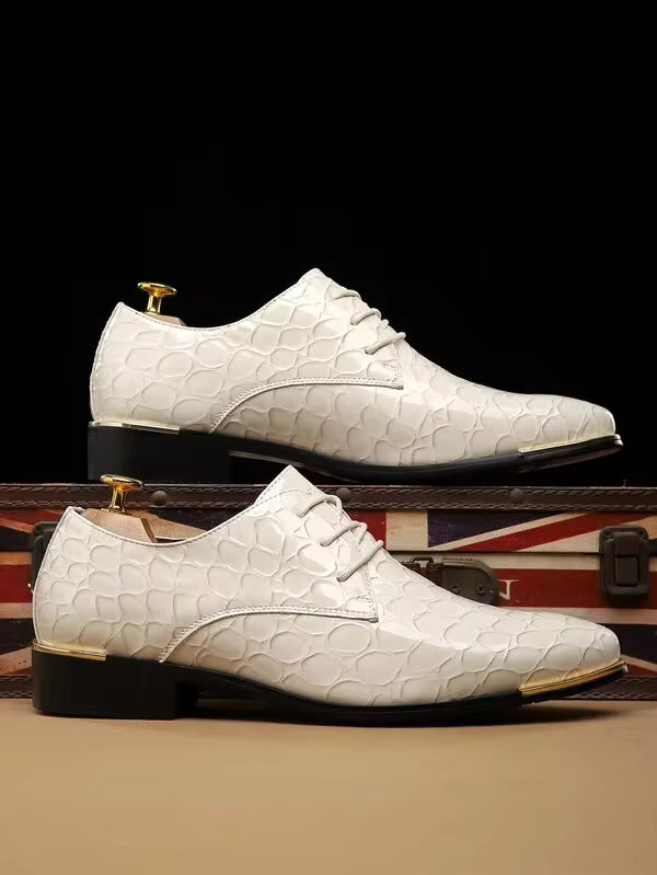 [Fast Arrival] Comfortable And Non Slip Lace Up Design, Durable Rubber Sole, Shiny Men's Shoes, British Business Formal Casual Men's Shoes