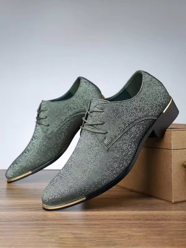 [Fast Arrival] British Pointed Lace Up Business Shoes For Young Men, Breathable Fabric Casual Shoes, Shoes, Hairstylist Shoes
