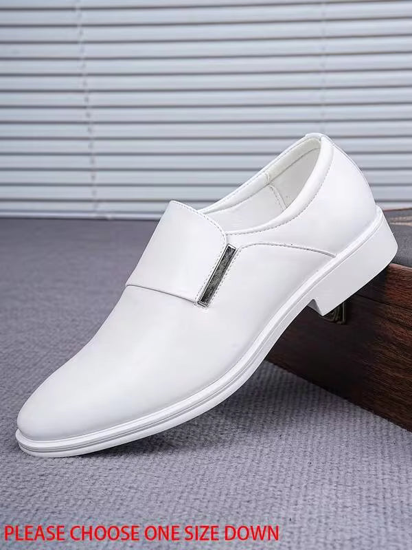 1pc Men's Premium Business Casual Shoes, Oxford Shoes, Derby Shoes, Formal Shoes, Fashion Slip-On, Suitable For Spring/Summer, PU Leather Shoes, Party Shoes, Versatile Wear, Dance Shoes, White Season, Formal Shoes, Please Order One Size Down