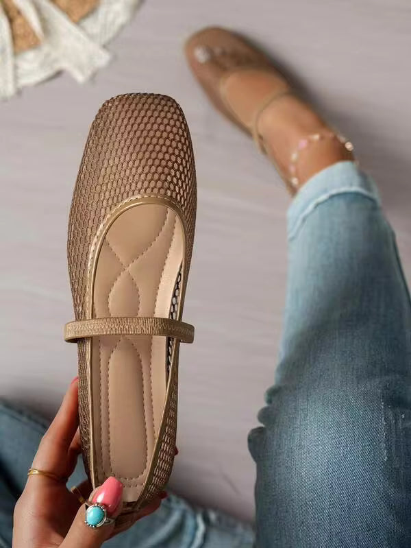 Women's Hollow Mesh Slip-On Flat Shoes, Fashionable Casual Comfortable Lightweight Ballet Shoes, Suitable For Daily Commute In Summer,Mothers Day Gift